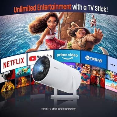 WISHOLY Mini Projector with WiFi and Bluetooth, Portable Movie Projector with 180° Rotatable, 1080P HD Supported, Auto Vertical Keystone, Compatible with Smartphone, TV Stick, Laptop, HDMI, USB - Image 4