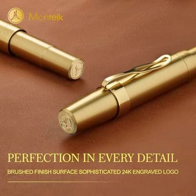 MCNTEIK EDC Luxury Gel Pen, Brass Body,24k Gilded Clip,Heavy Pocket Pen,Best Pen for Men, Women, Include Fancy Gift Box,Spare black Refill,Classic,Sport,Nice Office Designer Pens Set - Image 3