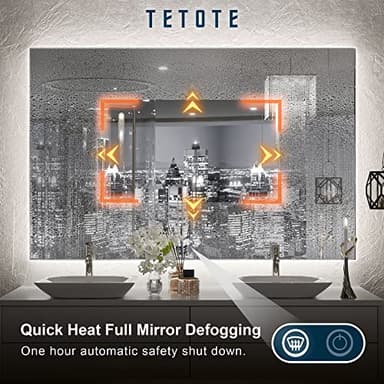 TETOTE 48 x 30 LED Backlit Bathroom Mirror with Light,3Color White/Warm/Natural,Anti-Fog Lighted Mirror,Dimmable,Vanity Mirror,Wall Mounted - Image 4