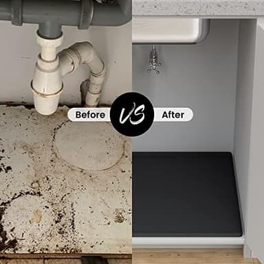 Under Sink Mat, 28" x 22" Silicone Kitchen Cabinet Tray, Waterproof & Flexible Under Sink Liner for Kitchen Bathroom and Laundry Room(Black) - Image 6