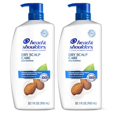 Head & Shoulders Shampoo, Daily-Use Anti-Dandruff Paraben Free Treatment, Dry Scalp Care with Almond Oil, 32.1 fl oz, Twin Pack - Image 1