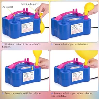 IDAODAN Electric Balloon Pump, Portable Electric Balloon Blower Machine Balloon Air Pump Dual Nozzle Rose Red 110V 600W Balloon Inflator for Party Decorations - Image 3