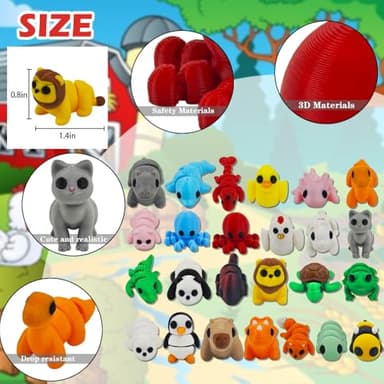 25 pcs Animal Figurines, 3D Printed Animal Figurines Set, Articulated, Party Favors, Pocket Fidget Toys Bulk, Goodie Bag Stuffers, Gifts for Boys Girls Toddlers, Office Desk Pets, Classroom rewards - Image 4