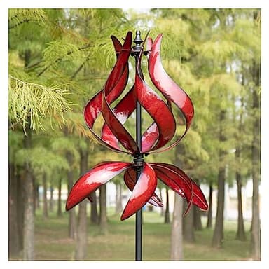 Winwindspinner Large Garden Wind Spinner - Tulip Outdoor Yard Wind Sculptures & Spinners, Garden Decor Gift Ideas for Mother, Birthday, Housewarming (Dia19 x H87”) - Image 1