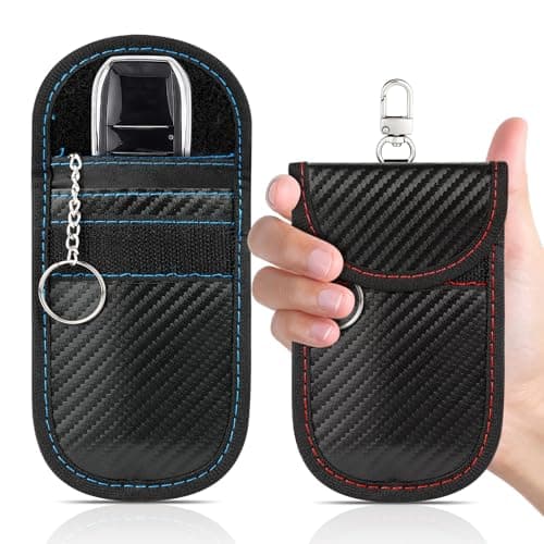 Hoiny 2 Pack Faraday Key Fob Protector, Premium Car RFID Signal Blocking Pouch, Secure Faraday Bag for Car Key Fob, Anti-Theft Case (Red+Blue, Small) - Image 1