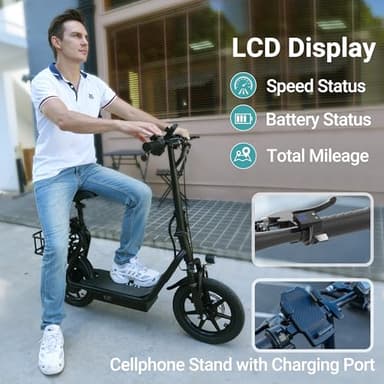 NAVIC T1PRO Electric Scooter,Electric Scooter with Seat,Max 49 Miles Ranges,Top Speed 22 mph,750W Peak Motor for Pets,Cargo with Back Basket - Image 8