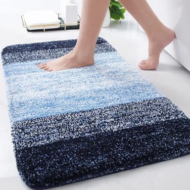 Arotive Microfiber Bathroom Rugs, Shaggy Soft and Absorbent Bath Rug, Non-Slip, Thick Plush Machine Washable Dry Bath Mats for Bathroom, Tub and Shower, 30x20, Blue - Image 1