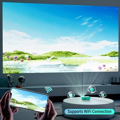 ksbaby Mini Projector WiFi Home Theater Portable Projector, Phones Can Be Connected to The Movie Projector Via WiFi or Via Data Cable, Compatible With Smartphone/ Tablet/ Laptop/ TV Stick/ USB Drive - Image 2