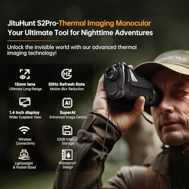 JituHunt Thermal Imaging Monocular for Hunting, 256x192, 15mm Long-Range Lens, WiFi & 32GB Storage, Thermal Night Vision Monocular - Image 2