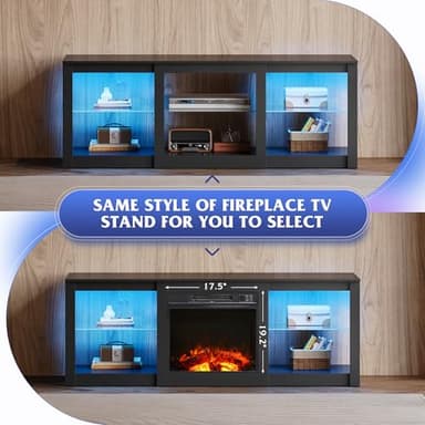 WLIVE LED TV Stand for 65-Inch TV, 58-Inch Entertainment Center with Adjustable Glass Shelves, Modern Media Console for Living Room & Bedroom, Black - Image 6