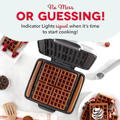 DASH No-Drip Waffle Maker - Four Waffle Molds, Nonstick Waffle Iron with Quick Heat-Up, Nonstick Surface - Perfect Waffle Maker for Kids and Families, Just Add Batter - Image 6