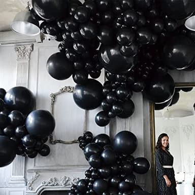 Voircoloria 130pcs Black Balloons Different Sizes 18" 12" 10" 5" Party Latex Balloons for Birthday Graduation Baby Shower Anniversary New Year Holiday Party Decorations - Image 3
