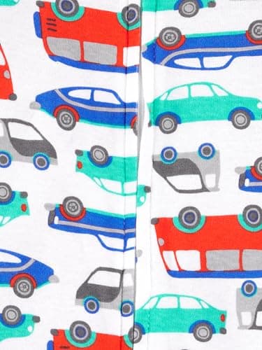 Simple Joys by Carter's Baby Boys' 3-Pack Snug Fit Footless Cotton Pajamas, Blue Sea Life/Navy Stripe/White Cars, 18 Months - Image 5