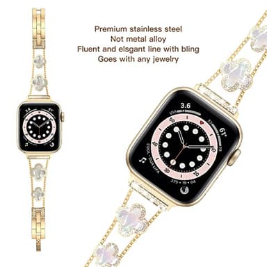 38/40/41/42 mm(Series 10) cool woman chain metal smartwatch strap compatible with Apple Watch Band Series 10/9/8/7/6/SE/5/4 adjustable replacement watch bracelet for Iwatch gold Watch Band - Image 4