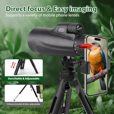 Monocular Telescope 80 x 100 High Powered Monoculars for Adults with Tripod, Monocular for Smartphone Suitable for Bird Watching Larger Vision Monoculars for Adults with BAK4 Prism & FMC Lens - Image 7