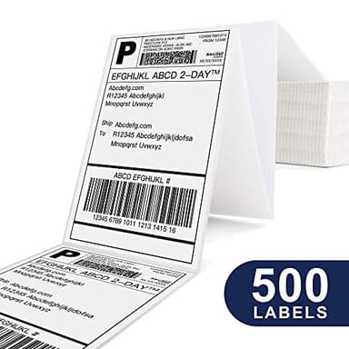 POLONO Genuine 4" x 6" Direct Thermal Shipping Label, Thermal Label (Pack of 500), Perforated Fanfold Labels Compatible with POLONO PL80E, PL70E, PL60 Label Printer, BPA & BPS Free, Commercial Grade - Image 2