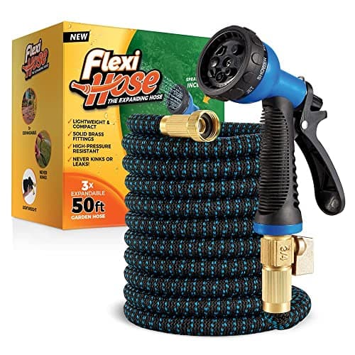 Flexi Hose with 8 Function Nozzle, 50FT - Lightweight Expandable Garden Hose, No-Kink Flexibility, 3/4 Inch Solid Brass Fittings and Double Latex Core - Image 1