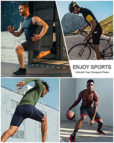 Roadbox Men's Compression Shorts with Pockets, 3 Pack 9'' Performance Running Base Layer for Workout Sports Underwear - Image 5