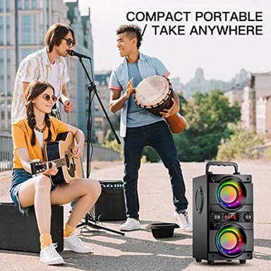 60W (80W Peak) Portable Bluetooth Speaker with Double Subwoofer Heavy Bass, Bluetooth 5.0 Wireless 100ft Outdoor Speaker, Support FM Radio, LED Colorful Lights, Stereo Sound, for Home, Party, Travel - Image 8