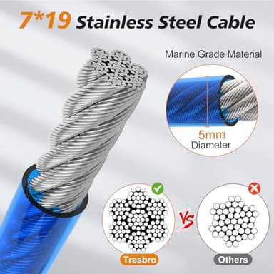 Tresbro 25 FT Dog Tie Out Cable with Spring, Shock Absorbing Tether Chains for Outside Aavilable in 10/15/20/25/30/40/50/70/100/120 FT, Heavy Duty Leads for Yard for Medium & Large Dogs Up to 500 LBS - Image 3