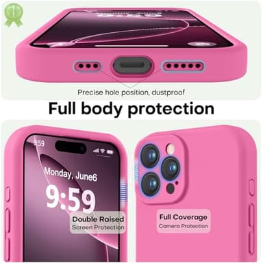 LOVE 3000 Designed for iPhone 16 Pro Max Case, Premium Silicone with [Soft Anti-Scratch Microfiber Lining] Shockproof Protective Phone Case for Men Women Girls 6.9", Pitaya - Image 3