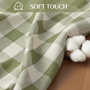 Softalker Checkered Tablecloth Rectangle, Heavy Weight Linen Gingham Christmas Table Cloth with Tassel, Washable Wrinkle Free Buffalo Plaid Table Cover for Dining/Party/Home - 55 x 84 Inch, Sage - Image 4