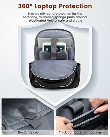 LOVEVOOK Laptop Backpack for Women, Black Business Travel Backpacks with USB Port, Water Resistant Work Teacher Computer Bag, Stylish Daypack, Fits 15.6" Laptop - Image 5