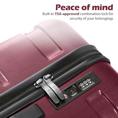 Coolife Luggage Expandable 3 Piece Sets PC+ABS Spinner Suitcase 20 inch 24 inch 28 inch (wine red., 3 piece set) - Image 4