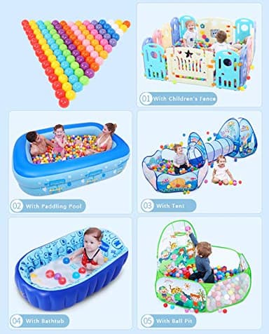 MoonxHome Ball Pit Balls for Toddlers, BPA Free Crush Proof Plastic Toy Balls for Ball Pit, Children's Pool Water Toys, Ideal Gift for Christmas Balls for Play Tent 2.15" Pack of 100 White&Green&Blue - Image 6