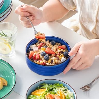 vancasso Bonita Dinnerware Sets 18 Pieces, Blue Stoneware Dishes Set for 6, Plates Set and Bowls Set, Dishwasher and Microwave Safe - Image 6