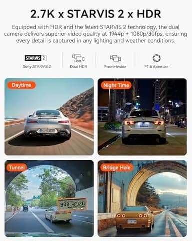 Vantrue N2X 2.7K Dash Cam Front and Inside, 5G WiFi Dual Dash Camera for Car with HDR IR Night Vision, STARVIS 2, GPS, 2.5K/60FPS, G-Sensor, 24/7 Parking Mode, Voice Control, Support 512GB Max - Image 3
