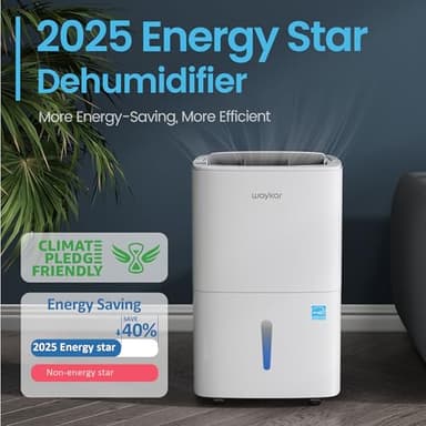 Waykar 80 Pints Energy Star Home Dehumidifier for Spaces up to 5,000 Sq. Ft at Home, in Basements and Large Rooms with Drain Hose, Handle, Auto Defrost and Self-Drying. - Image 3
