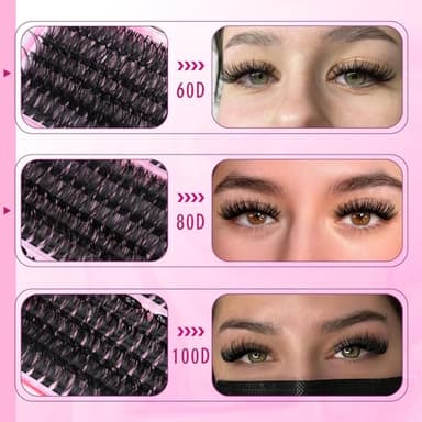 Yawamica Faux Mink Eyelash Extensions Kit, 300pcs 60D+80D+100D Individual Clusters, Black, Cruelty Free, DIY Lash Beginners - Image 5