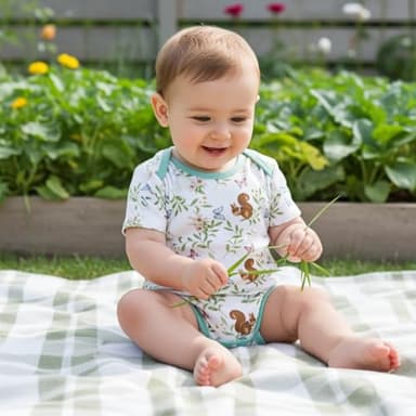 PATPAT Baby Bodysuits Supersoft Bamboo Viscose - Short Sleeve Boys and Girls - Newborn Infant Unisex Clothes - 2 Pack Green Forest 0-3 Months - Image 3