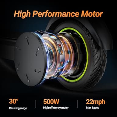 Roinside Electrict Scooter with Quadruple Shock Absorption, Up to 22MPH and 28 Miles Long-Range Portable Foldable Commuting Scooter for Adults with Double Braking System and App - Image 6