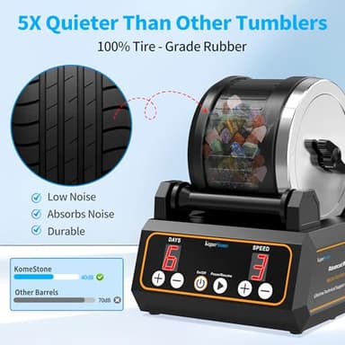Rock Tumbler Kit, K1 Professional Large 2.5LB Capacity Edition - Memory Function, Digital Timer & Variable Speeds: Create Stunning Gems Full Accessories Included - Image 5