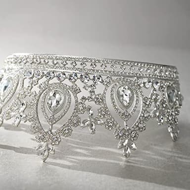 SWEETV Queen Crown for Women,Wedding Tiara for Bride,Princess Tiara,Quinceanera Pageant Crown Diadem,Crystal Headpiece for Birthday Prom,Silver - Image 6