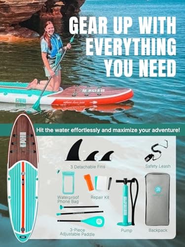 Niphean Inflatable Stand Up Paddle Board with SUP Accessories, Anti-Slip EVA Deck, 10'6'' Inflatable Paddle Boards for Adults & Youth of All Skill Levels - Image 4