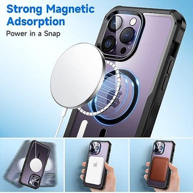 seacosmo for iPhone 14 Pro Max Case, Full Body Bumper with Built-in 9H Tempered Glass Privacy Screen Protector and Camera Lens Protector, Compatible with MagSafe, Shockproof Phone Cover, 6.7", Black - Image 8