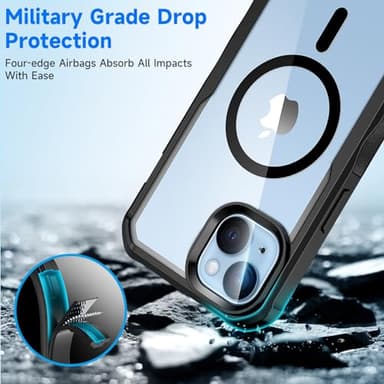 seacosmo for iPhone 14 Case, Full Body Bumper with Built-in 9H Tempered Glass Privacy Screen Protector and Camera Lens Protector, Compatible with MagSafe, Shockproof Phone Cover, 6.1", Black - Image 5