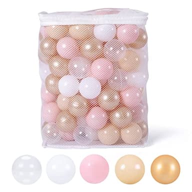 GOGOSO Ball Pits Balls Toddlers 50 100 200 500 Plastics Shape Ball Non-Phthalate Non-BPA Non-Toxic 2.2-Inch Crush Proof Play Balls, Beige+Pink+Pearl Brown+White+Clear, 100 Balls - Image 9