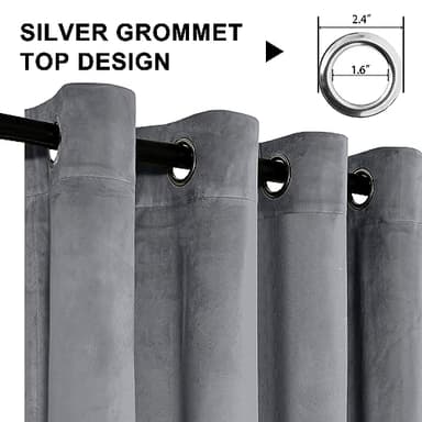 XWZO Grey Velvet Curtains 96 Inches Long, Elegent Soft Luxury Curtains for Living Room, Thermal Insulated Room Darkening Grey Curtain for Bedroom Decor, Velvet Drapes Set 2 Panels - Image 5