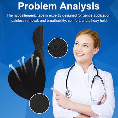 Mouth Tape for Sleeping - 32 Pack Black Anti-Snoring Strips for Improved Nose Breathing and Snore Reduction,Gentle Transparent Tape Strips, Pain-Free Removal and Hypoallergic Tape - Image 6