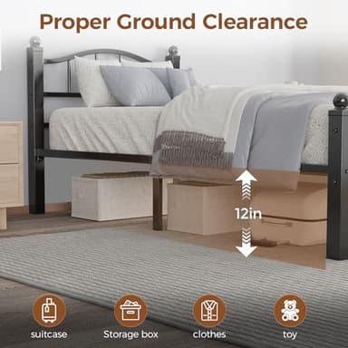 Blbeed Metal Twin Bed Frames, Noise-Free Design & Underbed Storage Heavy Duty Bed Frames with Headboard No Box Spring Needed/Tool-Free Assembly - Image 4