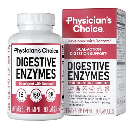 Physician's CHOICE Digestive Enzymes - Multi Enzymes, Organic Prebiotics & Probiotics for Digestive Health & Gut Health - Meal Time Discomfort Relief & Bloating - Dual Action Approach - 90 CT - Image 1