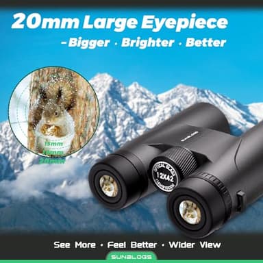 12x42 HD Binoculars for Adults High Powered - Waterproof BAK4 Prism Binoculars for Bird Watching, Hunting, Travel, Hiking & Opera - Super Bright Lightweight Binocular (Black) - Image 4