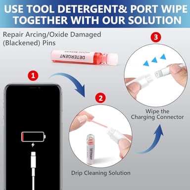 iPhone Cleaning Kit iPhone Cleaner, Phone Charging Port Cleaning, Cell Phone Repair Restore Tool for AirPod pro and iPad, Lightning Charger Cables Speaker Cleaner for Electronic Devices, White - Image 6