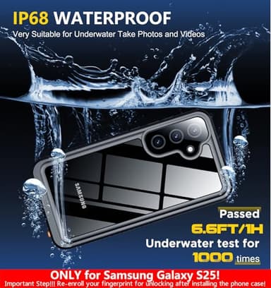 SPIDERCASE Only Designed for Samsung Galaxy S25 Case Waterproof,Built-in [ Screen + Camera Lens Protector][IP68 Underwater] Full Protection Heavy Duty Shockproof Anti-Scratched Phone Case,Black - Image 4