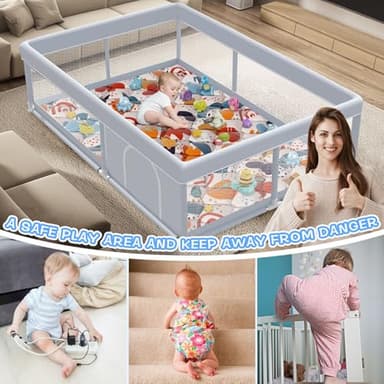 XVISHX Baby Playpen with Mat, 65 x 50 Inch Play Pen Playards, Playpen for Babies and Toddlers, Baby Playard for Indoor & Outdoor Active Center Game Fence, Skin-Friendly Fabric and Soft Breathable Mesh - Image 5