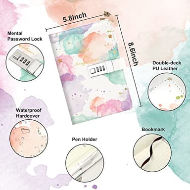 CAGIE Diary for Girls Age 8-12 Gifts for 9 10 11 12 Year Old Girls Diary with Lock, Tie Dye Design 192 Pages Lock Diary with Pen, 5.7 x 8.5 Inch Birthday Gifts for Girl Journal with Lock - Image 2